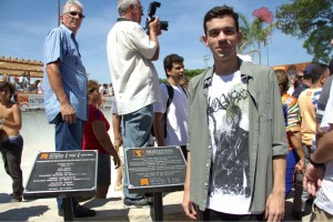 Giordano no dia da inauguração do Skatepark de São Francisco